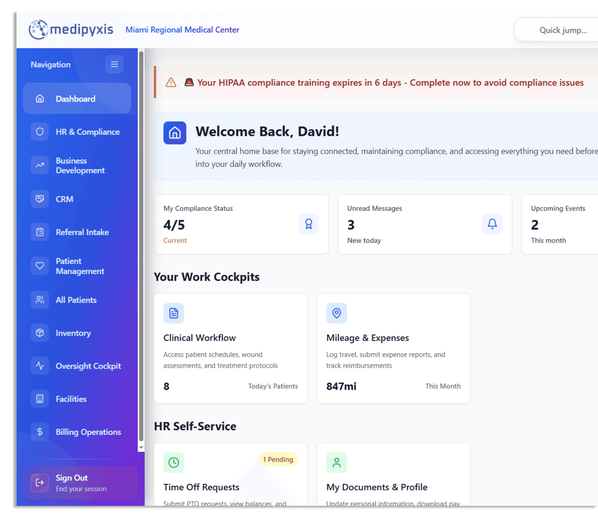 Medipyxis wound care EMR dashboard