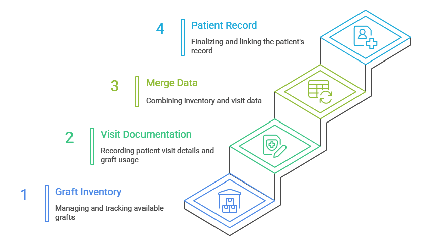 Medipyxis patient record connected to graft inventory — tissue log, authorization, and lot tracking